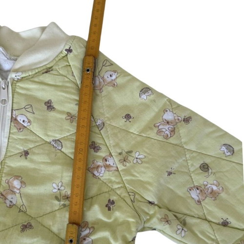 Baby quilted sleeping bag used, 0-6 months, green with bears