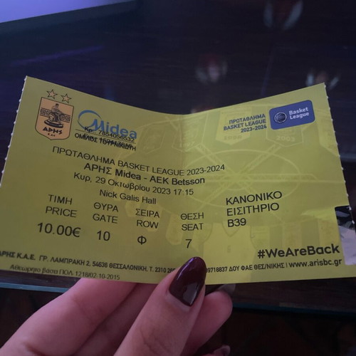 Aris ticket used, Basket League Championship 2023-2024