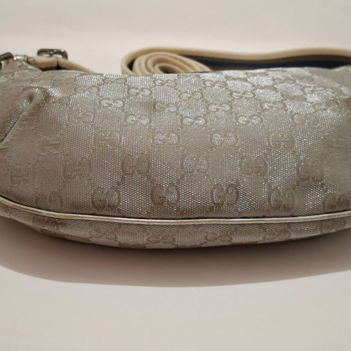 Gucci Crossbody Bag Metallic Silver Canvas used