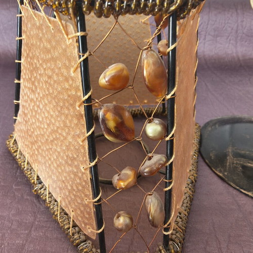 Decorative metal tealight candle holder with shade, 27cm