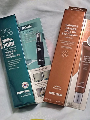 Prettyskin K-Beauty Glow Duo new, NMN + PDRN Serum & Caffeine Eye Roller