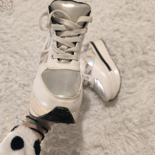 Platform athletic boots like new, size 37, white