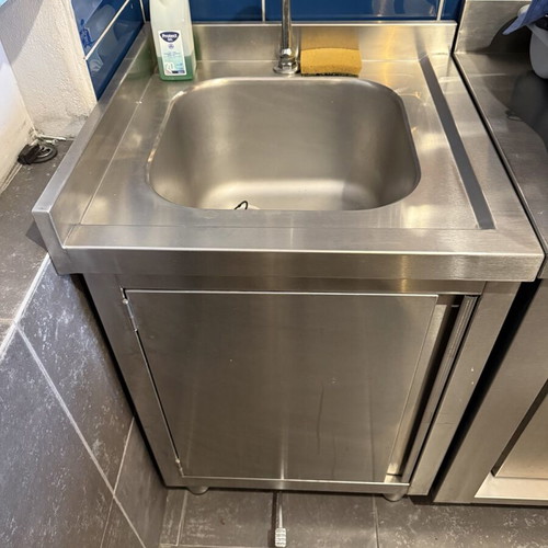 Professional inox sink used with foot valve and cabinet 60x60