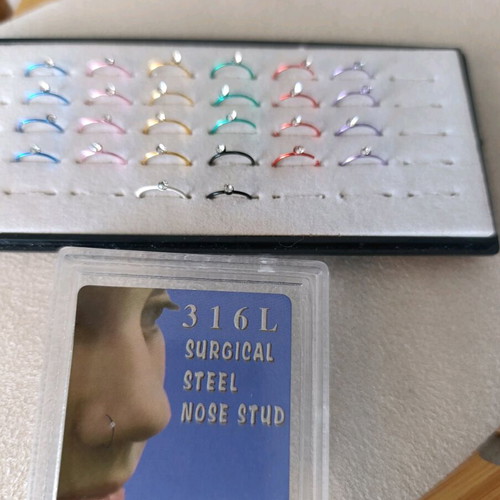 Set of 5 nose rings new, stainless steel