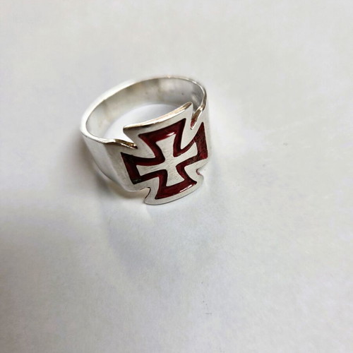 Men's ring with Knights Templar emblem, new, red enamel