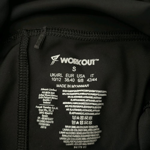 Sports leggings new, black, with transparent hem, size S