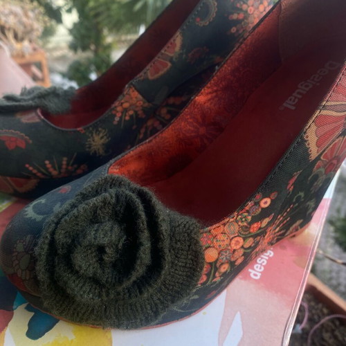 Desigual platform sandals 12 cm new, green and orange