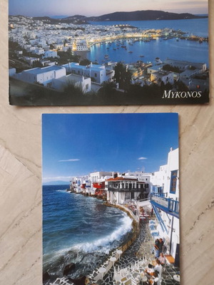Καρτ ποστάλ Μύκονος μεταχειρισμένες, σετ 2 τεμαχίων 1990s