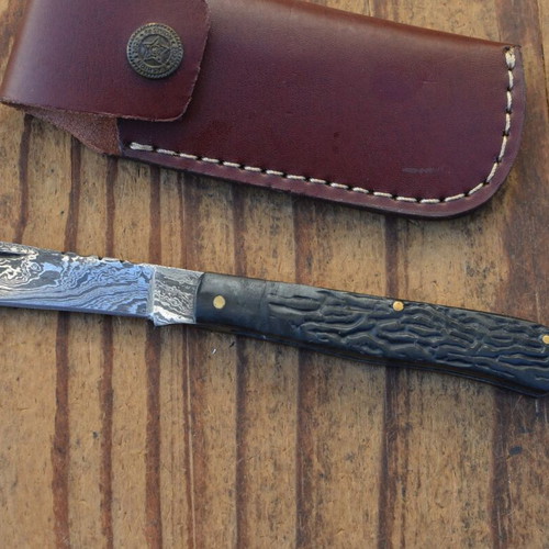 Damascus Handmade Folding Knife from The Eagle Collection New 5270