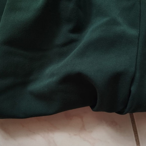 Strapless jumpsuit dark green with smocking and elastic legs, used, size S