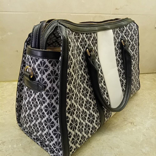 Large black and white shoulder bag