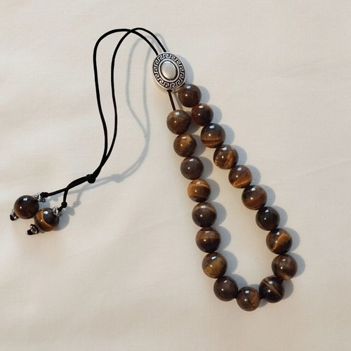 Worry beads with tiger eye semiprecious stones new