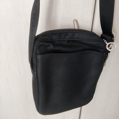 Longchamp Black Leather-Trimmed Crossbody Bag like new