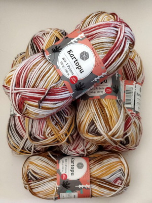 Kartopu No.1 Prints knitting yarn set, 7 colorful skeins new
