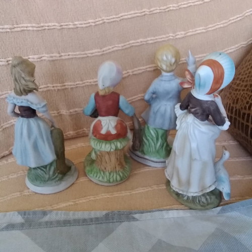 Porcelain figurine dolls used, set of 4, 1970s vintage