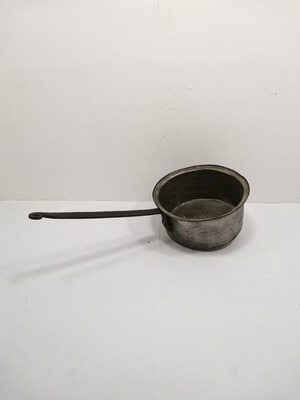 Copper saucepan with handle used, 1950s