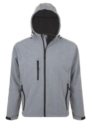 Sol's Replay Men 46602 Softshell Jacket with Hood Grey Melange L new, waterproof