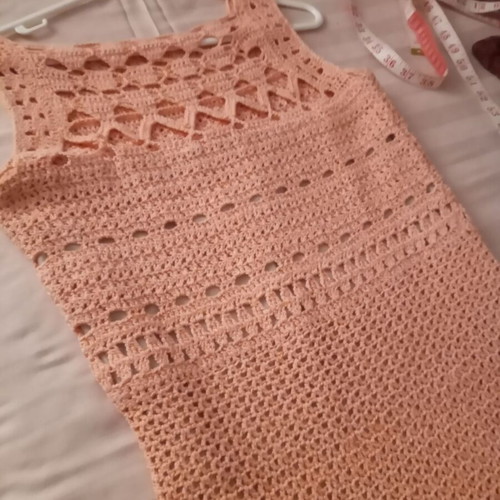 Handmade dress used, coral, cotton, size S