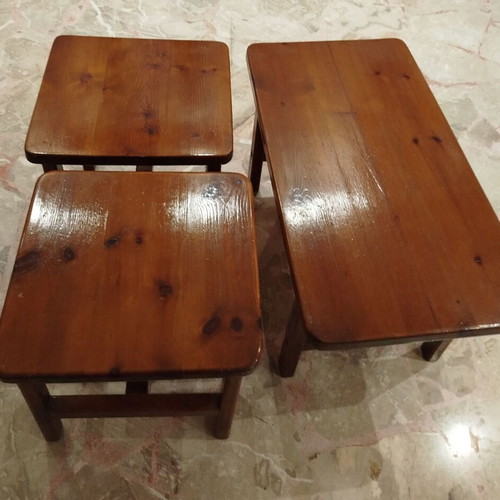 Coffee tables used, set of 3, Swedish wood