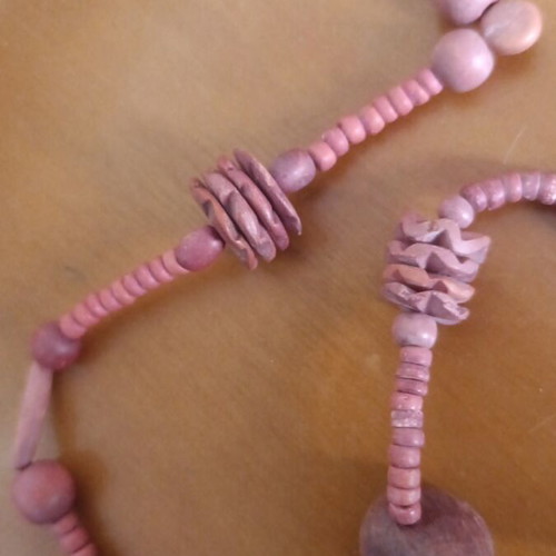 3 boho wooden bead necklaces in earthy colors