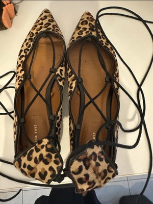 Zara ballerinas like new brown ankle tie size 38