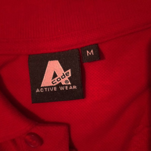 Acode-active wear men's polo shirt M like new, red, 100% cotton