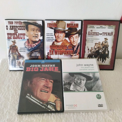 DVD classic Western movies with John Wayne, like new, pack of 5