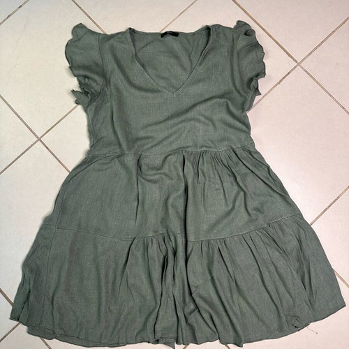 Zuiki women's dress like new, khaki cotton and linen blend