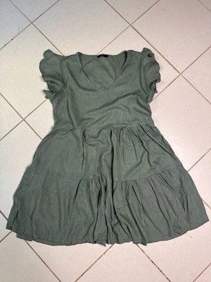 Zuiki women's dress like new, khaki cotton and linen blend