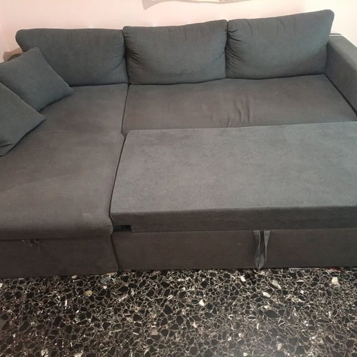 Corner sofa bed used, opens to double bed