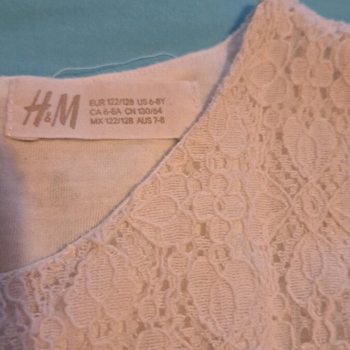 H&M dress used, white guipure, size 122 cm for 8 years old