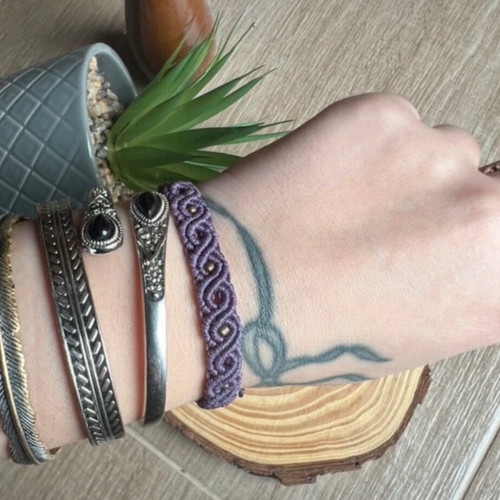 Macrame bracelet new handmade adjustable pink and purple