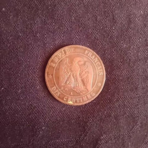 French 10 Centimes Coin 1853A used, bronze Napoleon III
