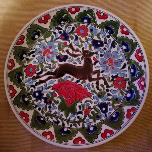 Roditiko handmade decorative plate used, 1970s