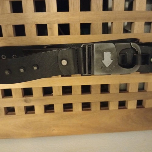 Criminal genuine leather belt like new, size L/XL, black with silver details