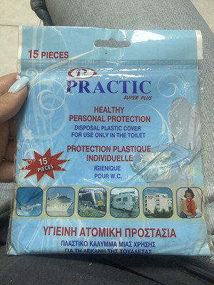 Practic Super Plus disposable plastic toilet seat covers, pack of 15