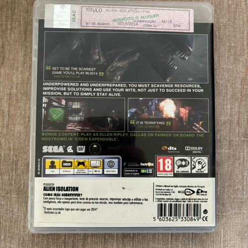 Alien Isolation Nostromo Edition PlayStation 3 used complete