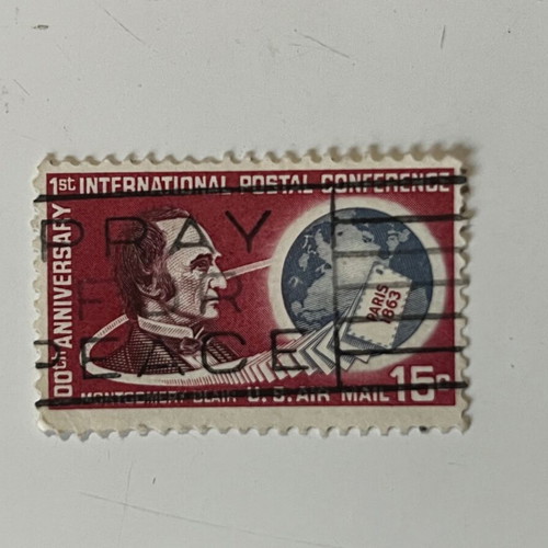 Vintage USA Stamp 1963 1st International Postal Conference Air Mail used