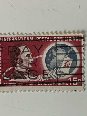 Vintage USA Stamp 1963 1st International Postal Conference Air Mail used