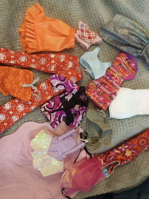 Barbie clothes used, some handmade with small stains