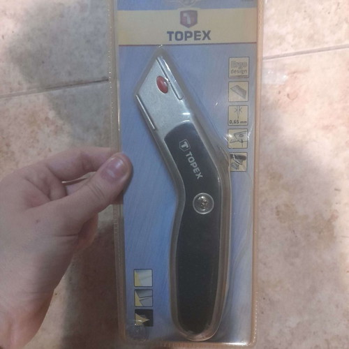 Topex 180mm Utility Knife with Trapezoidal Blade and Metal Body new