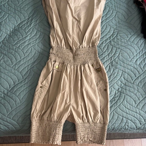 Fracomina strapless one-piece jumpsuit size medium like new, beige, 100% cotton