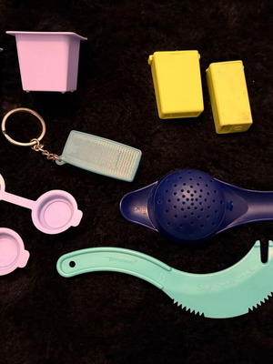 Vintage Tupperware bundle of 9 kitchen tools used, pastel and neon colors