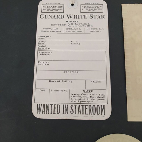 Cunard White Star Lines vintage luggage tags set 1949