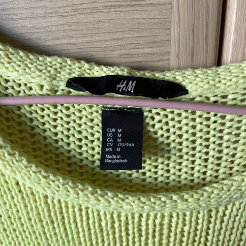 Knitted lime perforated blouse H&M like new, size M