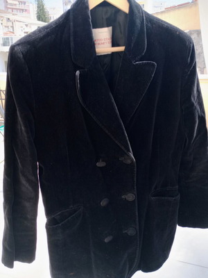 Benetton velvet jacket used, double-breasted, black, size M/L
