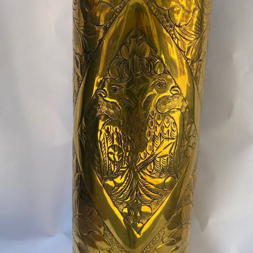 Carved brass casing new with Virgin Mary and double-headed eagle