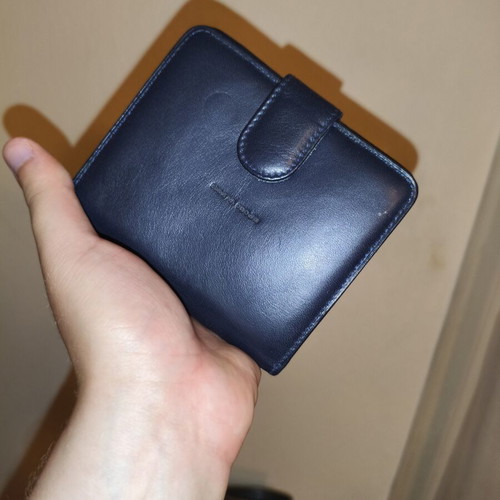 Renato Balestra leather wallet used, navy blue, Vera Pelle Italy