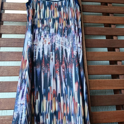 Summer dress with abstract print XL like new, multicolor