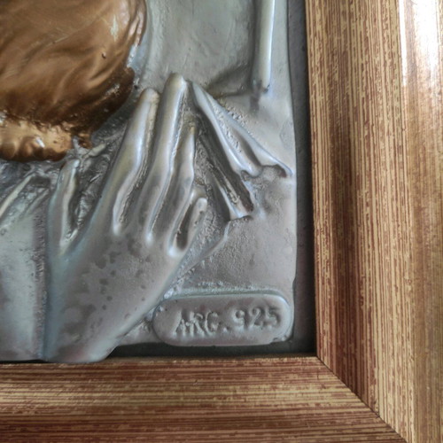 Silver-plated 925 image used with depiction of Virgin Mary and Christ